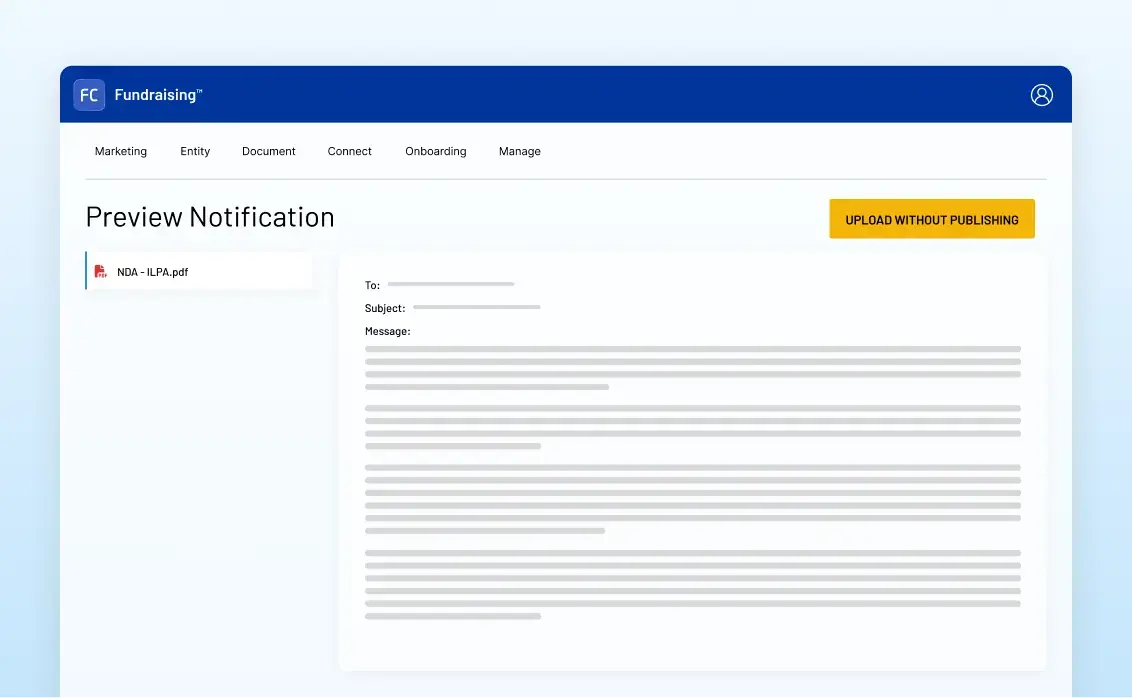 SSC Intralinks FundCentre Fundraising LP Dashboard